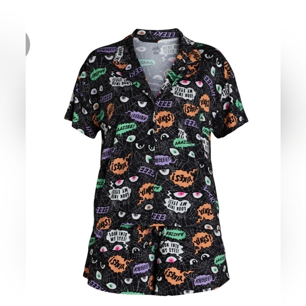 Nwt Halloween Womens Spider Web Print Shorty Pajama Set, Way to Celebrate